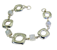 fine Rainbow Moonstone 925 Solid Sterling Silver White Bracelet suppiler US gift - £31.64 GBP