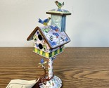 KELVIN CHEN Enameled Handpainted Miniature Birdhouse Bees Flowers Signed... - $19.59