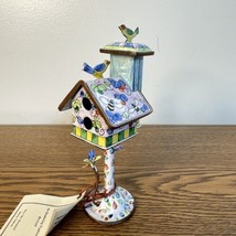 KELVIN CHEN Enameled Handpainted Miniature Birdhouse Bees Flowers Signed 1999 - £15.65 GBP