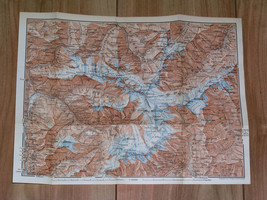 1910 Antique Map Of Val Zebru Martello South Tyrol Alps Austria Bormio Italy - £28.37 GBP