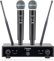 Wireless Microphone System, Metal Dual Pro Uhf Cordless Dynamic Mic,, 2 Handheld - £79.46 GBP