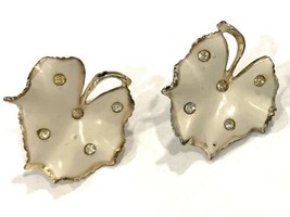 Vintage Coro Gold-Tone and Enamel Leaf Earrings, Clip-On - $9.49