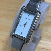 Timex Lady Silver White Rectangle Steel Band Analog Quartz Watch~New Battery - £14.04 GBP