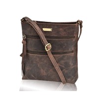ESTALON Women&#39;s Leather Crossbody Wallet | Small Long Crossbody Bag Over... - £70.46 GBP+