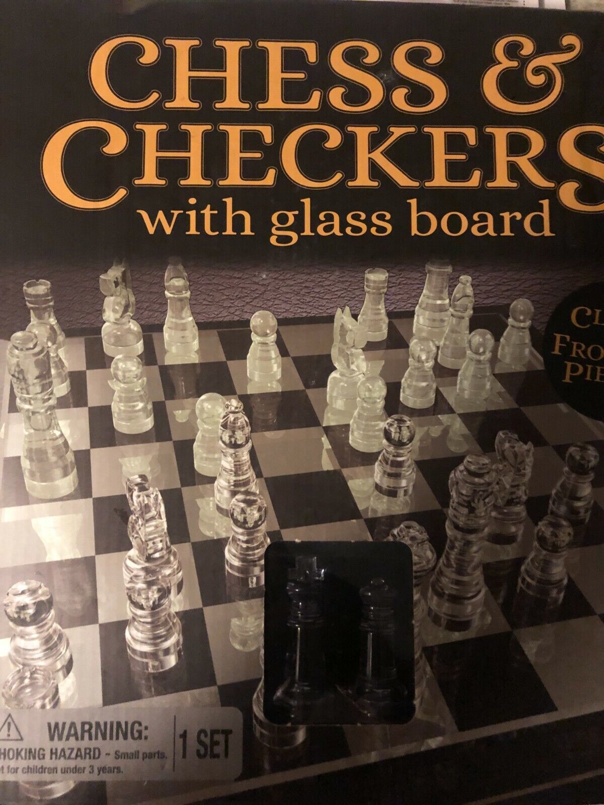 Chess And Checker with Glass Chess Board 9.75 inch board NEW - $15.84