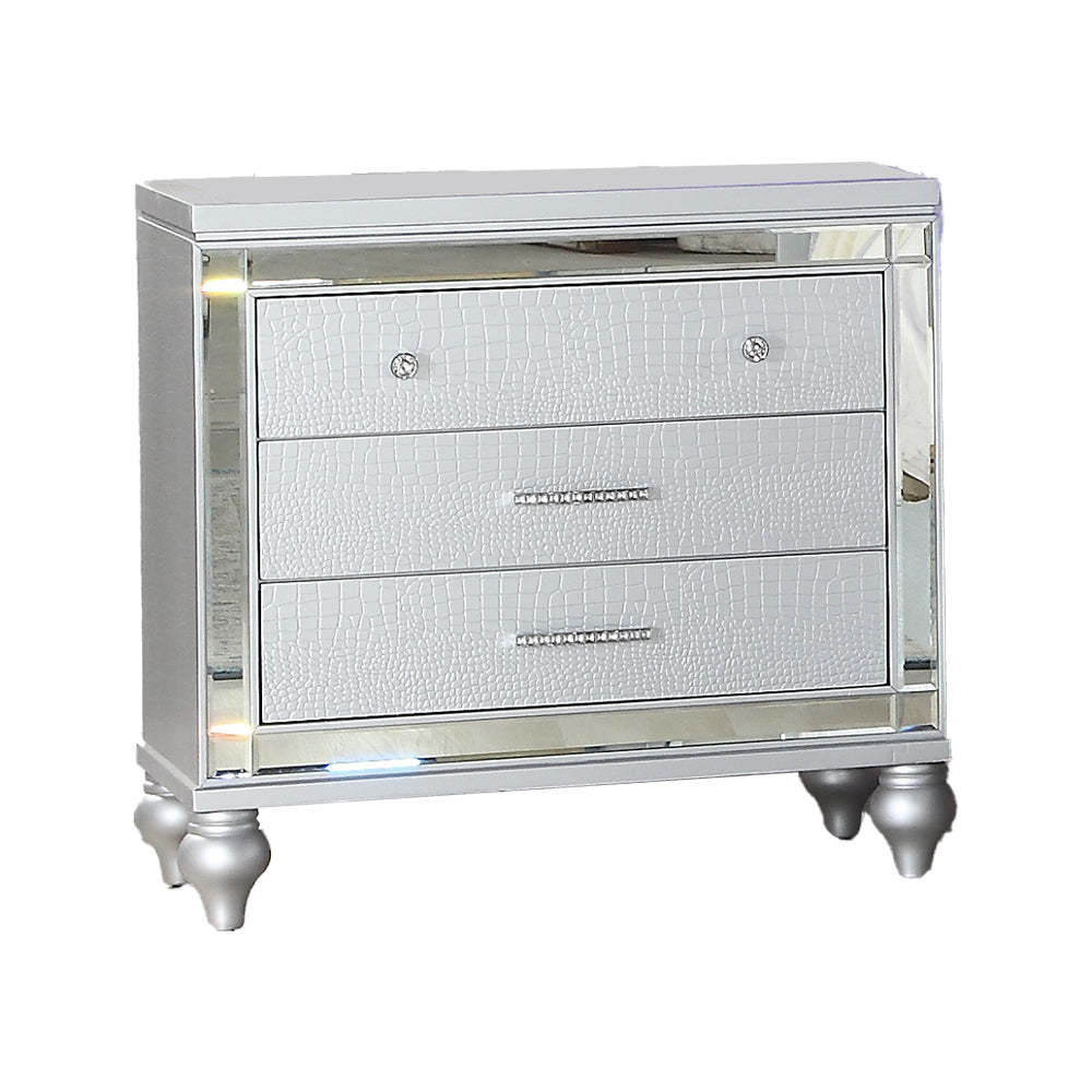 Blaze Full Bedroom Set | Upholstered Modern LED 4 Pc Metallic Gray Wood Item image 13