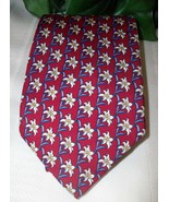 Burberrys Prorsum 100% Silk Soie Floral Neck Tie England Mens Red Preowned - $36.76 CAD
