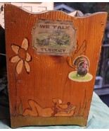 Vintage hand art carvings wood trash can. 11 by 11 by 16 inches. - £64.06 GBP