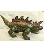 Mexican Polychrome Folk Art Hand Carved Painted Wooden Lizard Dragon Col... - £160.32 GBP
