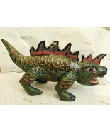 Mexican Polychrome Folk Art Hand Carved Painted Wooden Lizard Dragon Col... - $4,157.12 MXN