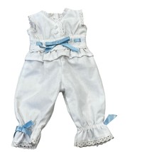 Rebecca White &amp; Blue One Piece Pajamas American Girl 18&quot; Doll Clothing - £15.04 GBP