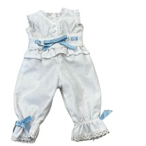 Rebecca White &amp; Blue One Piece Pajamas American Girl 18&quot; Doll Clothing - £15.31 GBP