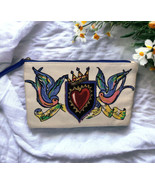 Brighton Love of Art 2019 Tattoo Hearts Birds Canvas Makeup Pouch Clutch... - £7.87 GBP