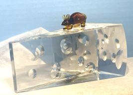 Shannon Crystal By Godinger Dublin Mouse on Cheese Wedge Crystal Figurine 4.5x2&quot; - $127.26