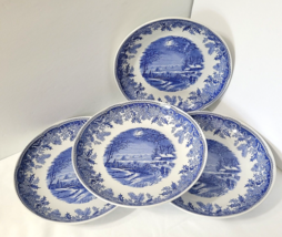 Spode Blue White Set of 4 Winter&#39;s Eve 8.75&quot; Individual Pasta Bowls EUC ... - £87.85 GBP