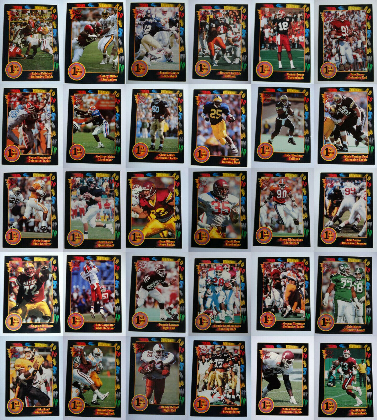 Primary image for 1991 Wild Card Collegiate NCAA Football Cards Complete Your Set U Pick From List
