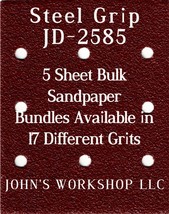 Steel Grip JD-2585 - 1/4 Sheet - 17 Grits - No-Slip - 5 Sandpaper Bulk Bundles - £3.89 GBP