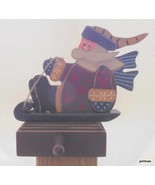 Primitive Wood Santa on Sled Stocking Holder / Hanger 8 x 7&quot;&quot; Heavy - $23.76