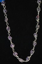 Silver Wire Wrapped Amethyst Necklace - £5.64 GBP