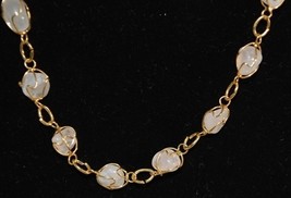 Gold Wire Wrapped Pink Quartz Necklace - £5.53 GBP
