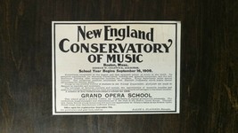 Vintage 1909 New England Conservatory of Music Opera School Original Ad 721 - £5.22 GBP