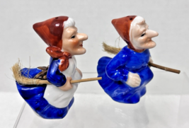 1980 MSR Kitchen Witch w Real Brooms Salt Pepper Colorful and Fun - $24.26