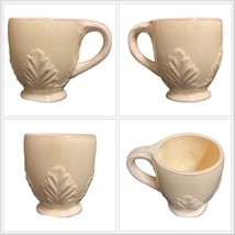 Enesco COUNTRY GATE Mug Yellow Embossed Leaves Footed Cup Coffee Tea Ceramic - £51.32 GBP
