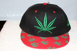 Marijuana Leaf Leaves Cannabis Weed Pot Snapback Flat Bill Baseball Cap Hat - £10.15 GBP