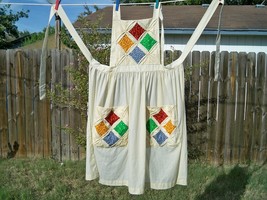 Vintage Cathedral Windows Quilt Bib Apron XLarge - £27.32 GBP