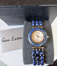 Gem Essence Women&#39;s Beaded Stretch Lapis Watch W/MOP Dial Needs new battery - $44.55