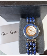 Gem Essence Women&#39;s Beaded Stretch Lapis Watch W/MOP Dial Needs new battery - $61.80 CAD