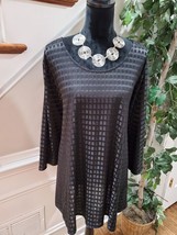 Grace Elements Women&#39;s Black Polyester Round Neck Long Sleeve Top Blouse Size 3X - £20.38 GBP