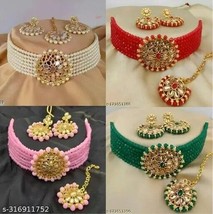 Indian Women Set Of 4 Combo Necklace Set Gold plated Fashion Jewelry Wedding Gif - £28.03 GBP