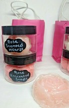 New Handmade Rose Scented &amp; Unscented Soap Hearts &amp; Roses Set of 3 Products - £8.57 GBP