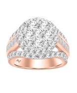 3 Cttw Baguette Diamond Round Shape Cluster Bridal Wedding Ring 10k Rose... - $2,965.05