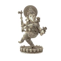 GANESHA STATUE 8&quot; Dancing Hindu Elephant God Ivory Color Resin High Quality New - £40.02 GBP