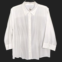 Christopher &amp; Banks Womens Blouse Size XL 3/4 Sleeve Button Front Solid White - £11.03 GBP
