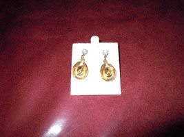 New Pierced Dangle Earrings Cowboy Hat design Gold Plated one Rhinestone... - $6.99