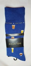Goldtoe Men&#39;s Crew Socks 1 Pair Shoe Size 6-12.5 On Tap Blue W Beer &amp; Legs - £7.40 GBP