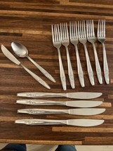 Nasco Temptation Pattern Japan 6 Dinner forks 5 knives Teaspoon Stainless - £17.46 GBP