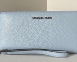 Michael Kors Continental Wallet Wristlet Pale Ocean Blue Leather 35T7STV... - $88.10