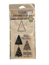 Hero Arts Clear  Stamps with die cut Merry Christmas Trees Holiday crafts - $7.92