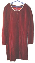Sz 12 - Handmade Dark Red Velvet Long Sleeve Dress w/Loop Accents - £21.23 GBP