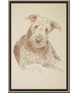 Airedale Terrier dog art portrait drawing PRINT 71 Kline adds dog&#39;s name... - $49.45