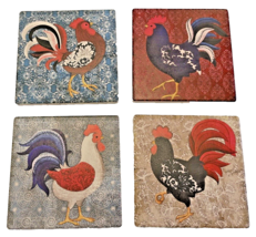 Coasters 4 Boston Warehouse Sandstone Rooster 4 Inches Square Cork Bottom - $17.63