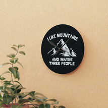 Acrylic Wall Clock, Modern Mountain Landscape Design, 2 Sizes, Round or ... - $48.41+