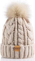 REDESS Women Winter Pompom Beanie Hat with Warm Fleece Lined Ski Snow Skull - £7.86 GBP