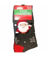 Forum Novelties Christmas Novelty Fuzzy SANTA CLAUS-SNOWFLAKES CREW SOCK... - $3.93