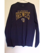 Mens Fanatics NWT Navy Blue Long Sleeve Milwaukee Brewers T Shirt Size L - £19.71 GBP