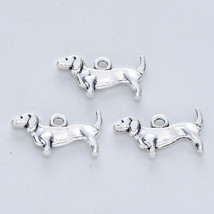 20 Dachshund Dog Charms Weenie Dog Jewelry Making Supplies Antiqued Silver 19mm - £2.39 GBP